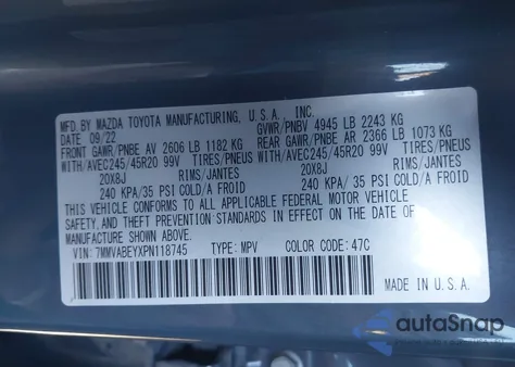 2023 Mazda Cx-50 2.5 Turbo Premium Plus из США, поврежденный, VIN 7MMVABEYXPN118745